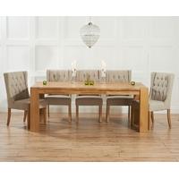 Mark Harris Madrid Solid Oak 240cm Dining Set with 6 Stefini Beige Dining Chairs