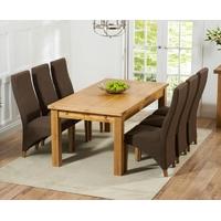 Mark Harris Rustique Solid Oak 180cm Extending Dining Set with 6 Harley Cinnamon Brown Dining Chairs