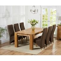 Mark Harris Madrid Solid Oak 240cm Dining Set with 6 Harley Cinnamon Brown Dining Chairs