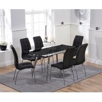 Mark Harris Roehampton Black Glass Extending Dining Set with 6 California Black Dining Chairs