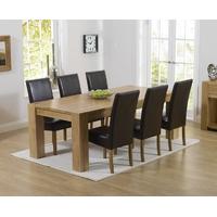 Mark Harris Tampa Solid Oak 220cm Dining Set with 6 Rustique Brown Dining Chairs