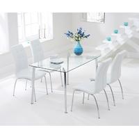 Mark Harris Munich 130cm Glass Dining Set with 4 California White Dining Chairs
