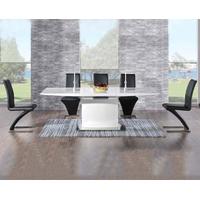 Mark Harris Hayden White High Gloss 160cm Extending Dining Set with 6 Black Hereford Dining Chairs