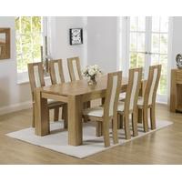 Mark Harris Tampa Solid Oak 180cm Dining Set with 6 Havana Cream Dining Chairs