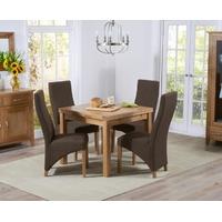 Mark Harris Cambridge Solid Oak 90cm Extending Dining Set with 4 Harley Cinnamon Fabric Dining Chairs