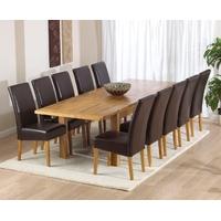 Mark Harris Rustique Solid Oak 180cm Extending Dining Set with 10 Rustique Brown Dining Chairs