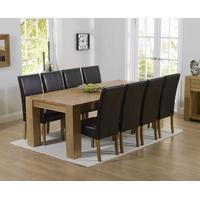 Mark Harris Tampa Solid Oak 220cm Dining Set with 8 Rustique Brown Dining Chairs