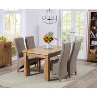 Mark Harris York Solid Oak 130cm Extending Dining Set with 4 Harley Tweed Fabric Dining Chairs