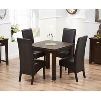 Mark Harris Sandringham Solid Dark Oak 90cm Flip Top Extending Dining Set with 4 Verona Brown Dining Chairs