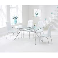 Mark Harris Salento 150cm Glass Dining Set with 4 California White Dining Chairs