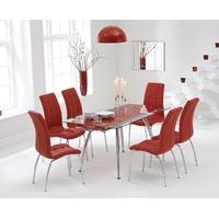 Mark Harris Roehampton Red Glass Extending Dining Set with 6 California Red Dining Chairs