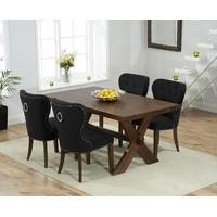Mark Harris Avignon Solid Dark Oak 165cm Extending Dining Set with 4 Kalim Black Dining Chairs