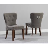 Mark Harris Kalim Solid Dark Oak Dining Chair - Grey Fabric (Pair)