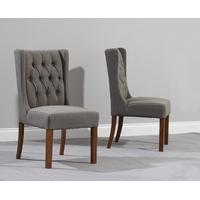 Mark Harris Stefini Solid Dark Oak Dining Chair - Grey Fabric (Pair)
