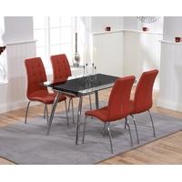 Mark Harris Roehampton Black Glass Extending Dining Set with 4 California Red Dining Chairs