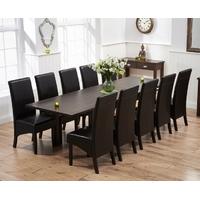 Mark Harris Sandringham Solid Dark Oak 180cm Extending Dining Set with 10 Verona Brown Dining Chairs