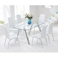 Mark Harris Pantheon 160cm Glass Dining Set with 6 California White Dining Chairs