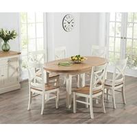 Mark Harris Cheyenne Oak and Cream Oval Extending Dining Set with 6 Cavanaugh Dining Chairs