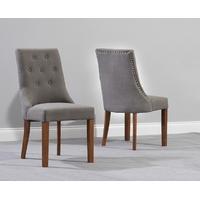 Mark Harris Pailin Solid Dark Oak Dining Chair - Grey Fabric (Pair)