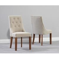 Mark Harris Pailin Solid Dark Oak Dining Chair - Beige Fabric (Pair)
