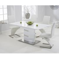 Mark Harris Springfield White High Gloss 160cm Dining Set with 4 White Hereford Dining Chairs