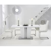Mark Harris Vigo White High Gloss 160cm Dining Set with 4 White Malibu Dining Chairs