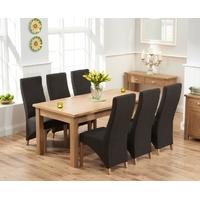 Mark Harris Sandringham Solid Oak 180cm Extending Dining Set with 6 Harley Charcoal Fabric Dining Chairs