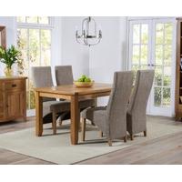 Mark Harris York Solid Oak 140cm Dining Set with 4 Harley Tweed Fabric Dining Chairs