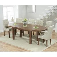 Mark Harris Cheyenne Solid Dark Oak Oval Extending Dining Set with 6 Pailin Beige Dining Chairs