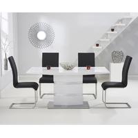 Mark Harris Springfield White High Gloss 160cm Dining Set with 4 Black Malibu Dining Chairs