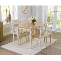Mark Harris Chichester Oak and Cream 115cm Dining Set with 4 Dining Chairs