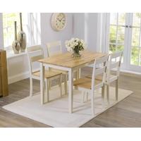 mark harris chichester oak and cream 115cm dining set with 4 dining ch ...