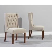 Mark Harris Stefini Solid Dark Oak Dining Chair - Beige Fabric (Pair)