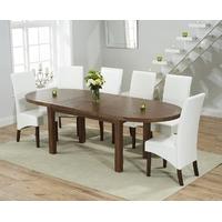 Mark Harris Cheyenne Solid Dark Oak Oval Extending Dining Set with 6 WNG Ivory Dining Chairs