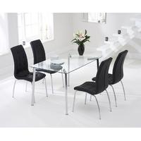 Mark Harris Munich 130cm Glass Dining Set with 4 California Black Dining Chairs