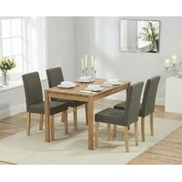 Mark Harris Promo Solid Oak 120cm Dining Set with 4 Maiya Brown Dining Chairs