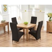 Mark Harris Sandringham Solid Oak 90cm Flip Top Extending Dining Set with 4 Harley Charcoal Fabric Dining Chairs