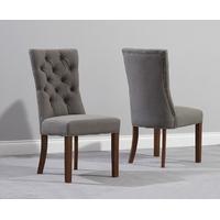 Mark Harris Albury Solid Dark Oak Dining Chair - Grey Fabric (Pair)