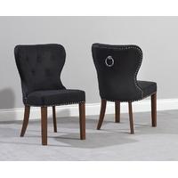 Mark Harris Kalim Solid Dark Oak Dining Chair - Black Fabric (Pair)