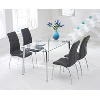 Mark Harris Munich 130cm Glass Dining Set with 4 California Grey Dining Chairs