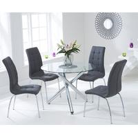 mark harris odessa 100cm glass round dining set with 4 california grey ...