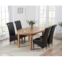 Mark Harris Cheyenne Solid Oak Oval Extending Dining Set with 4 Barcelona Brown Bycast Leather Dining Chairs