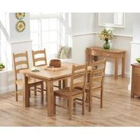 Mark Harris Sandringham Solid Oak 130cm Dining Set with 4 Valencia Timber Seat Dining Chairs
