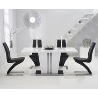 Mark Harris Vigo White High Gloss 160cm Dining Set with 4 Black Hereford Dining Chairs