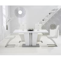 Mark Harris Vigo White High Gloss 160cm Dining Set with 4 White Hereford Dining Chairs