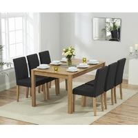Mark Harris Promo Solid Oak 150cm Dining Set with 6 Maiya Black Dining Chairs
