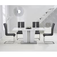 Mark Harris Vigo White High Gloss 160cm Dining Set with 4 Grey Malibu Dining Chairs