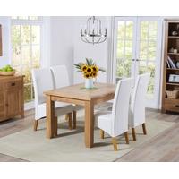Mark Harris York Solid Oak 130cm Extending Dining Set with 4 Venice Ivory Faux Leather Dining Chairs