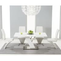 Mark Harris Portland White High Gloss 160cm Dining Set with 4 White Hereford Dining Chairs