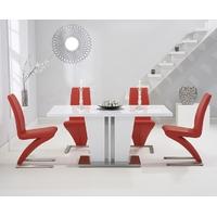 Mark Harris Vigo White High Gloss 160cm Dining Set with 4 Red Hereford Dining Chairs